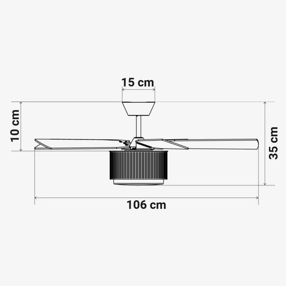 Ventilador de techo Morget 6042W Estándar Blue 5 aspas mando distancia blanco/natural Ø106 cm