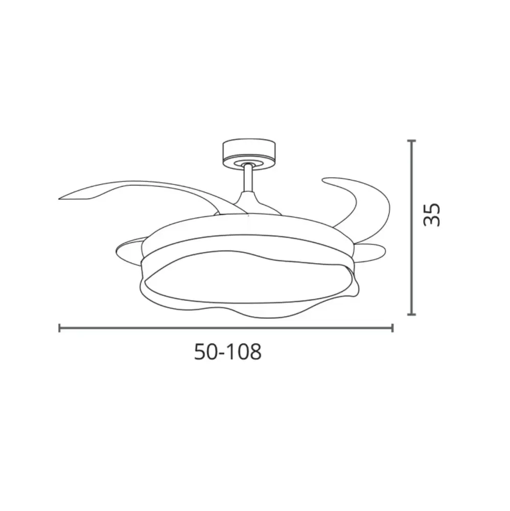 Ventilador de techo Olas Bel Air 72W 4 aspas retráctiles con luz LED Ø108 cm