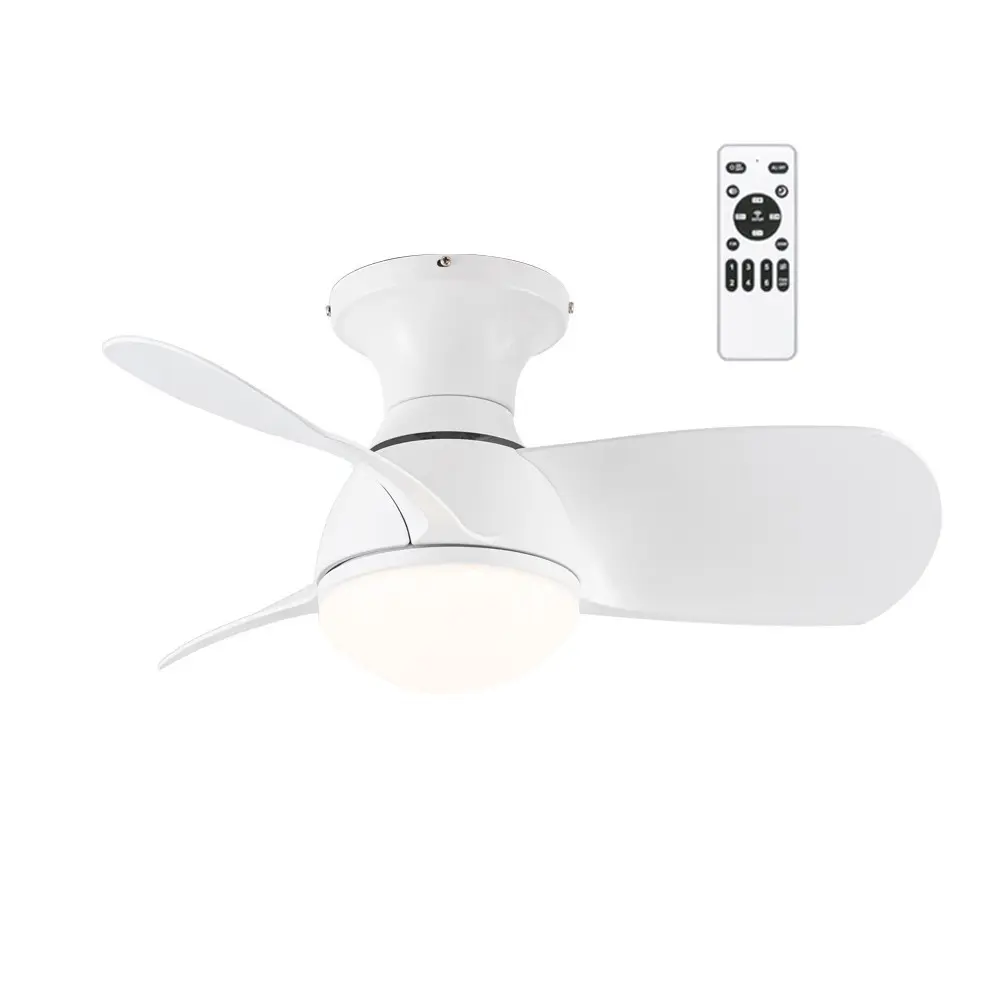 Ventilador de techo pequeño con luz LED 20w mancado blanco 3cct pálido ø64cm
