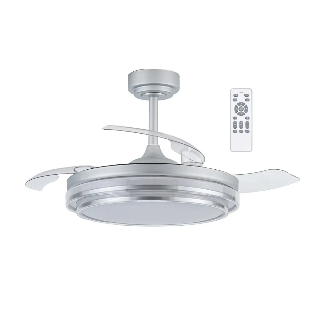 Ventilador de techo retráctil con luz LED mesina 72w plata 3 cct ø106cm