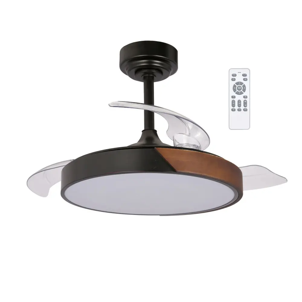 Ventilador de techo retráctil con luz LED 46w terno reducido negro+madera ø92