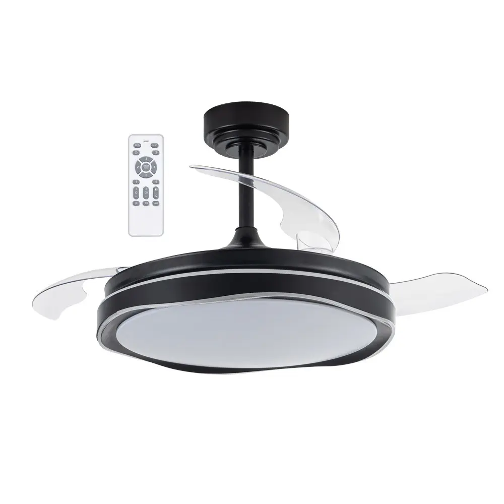 Ventilador de techo retráctil con luz LED 72w goan negro 3cct oscuro ø106cm