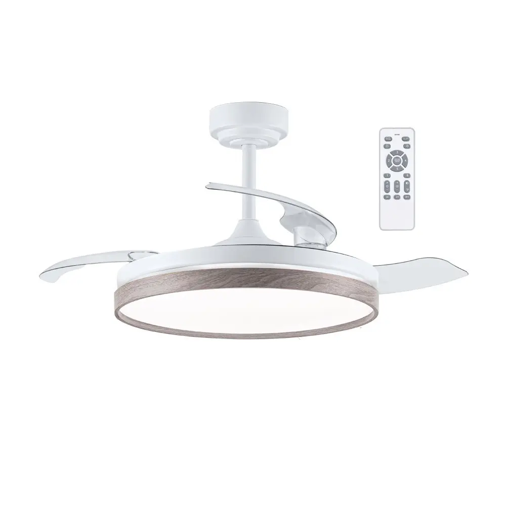 Ventilador de techo retráctil con luz LED 72w tamero ceniza 3cct oscuro ø92cm