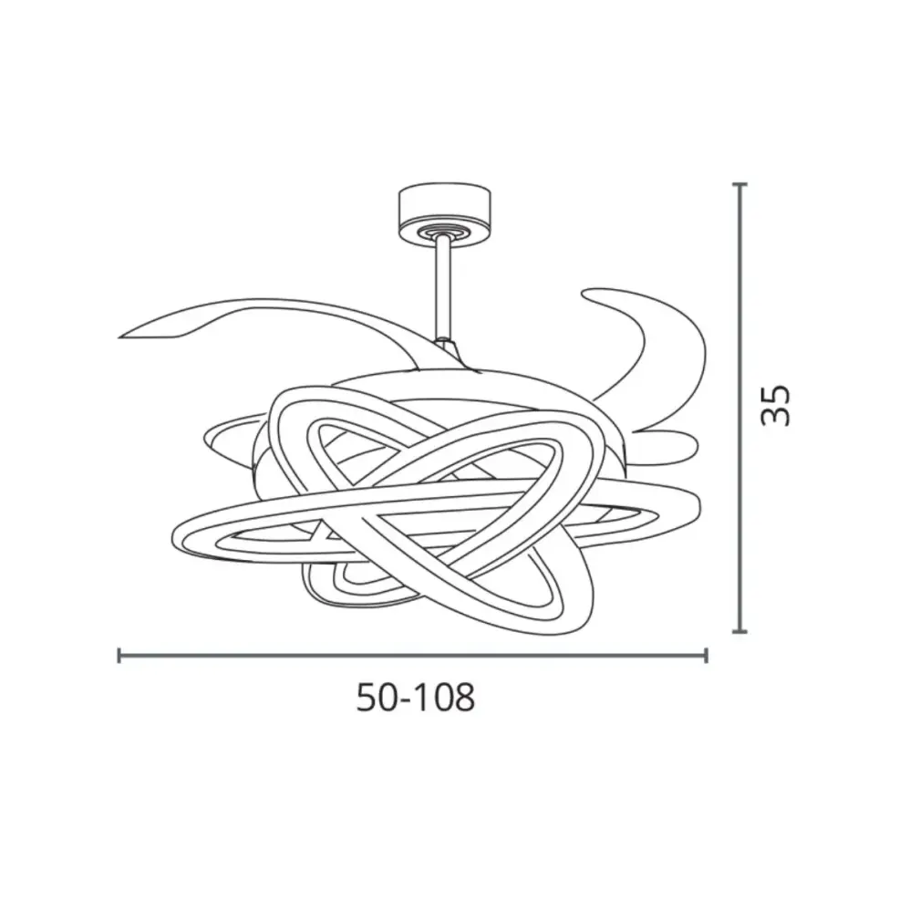 Ventilador de techo Saturno Bel Air 200W 4 aspas retráctiles con luz LED blanco Ø108 cm