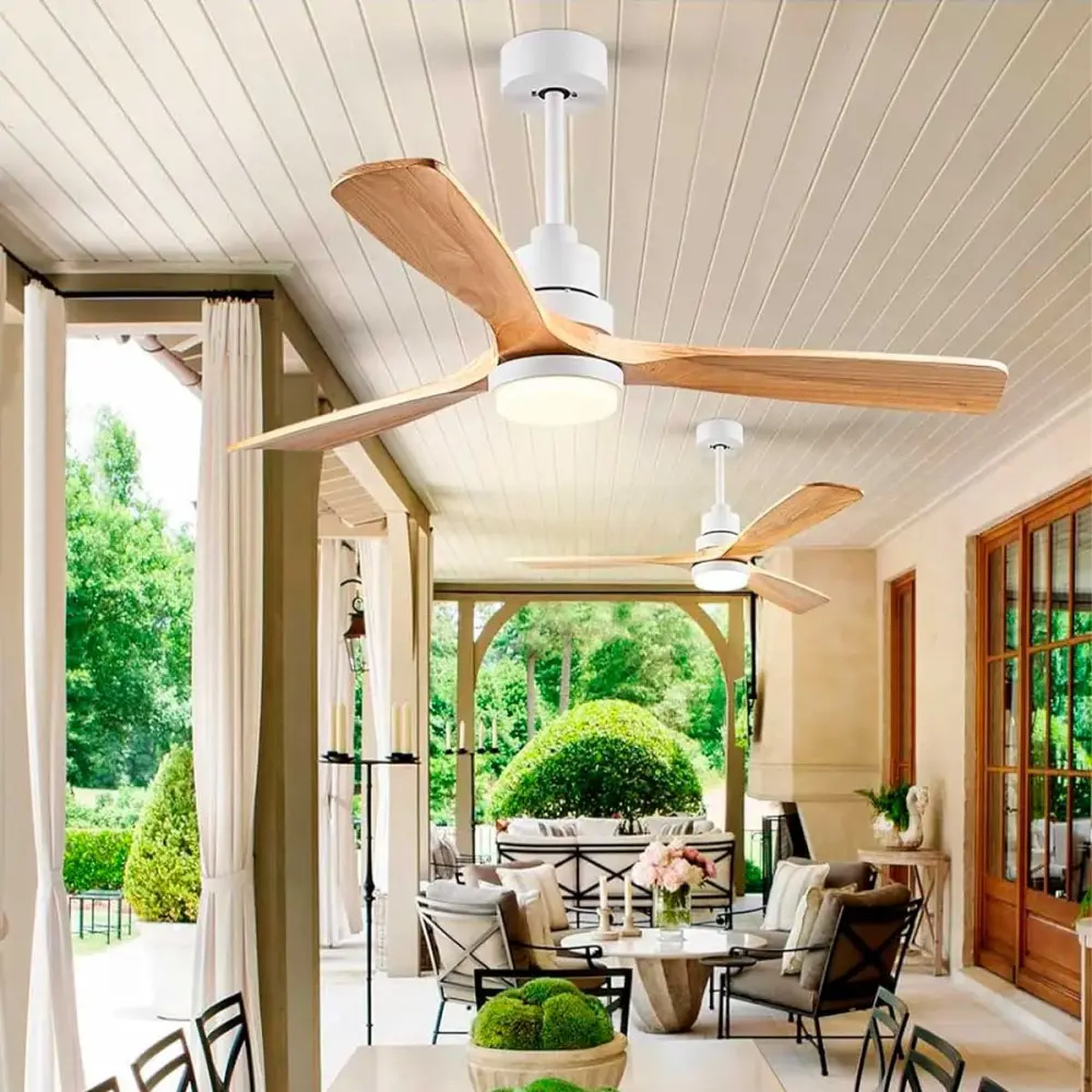 Ventilador de techo Sidney 3 aspas mando distancia blanco/madera Ø134 cm