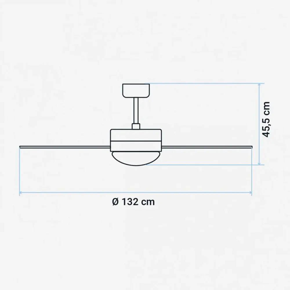 Ventilador de techo Siroco Universal Cobalto 70W 4 aspas reversibles 3 velocidades con lámpara blanco/inox