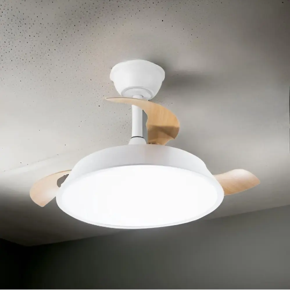 Ventilador de techo Style 3 aspas retráctiles luz LED blanco/natural Ø107 cm