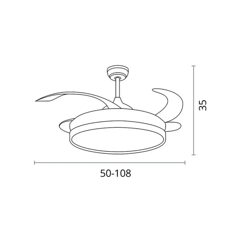 Ventilador de techo Toronto Bel Air 72W 4 aspas retráctiles mando distancia blanco Ø108 cm