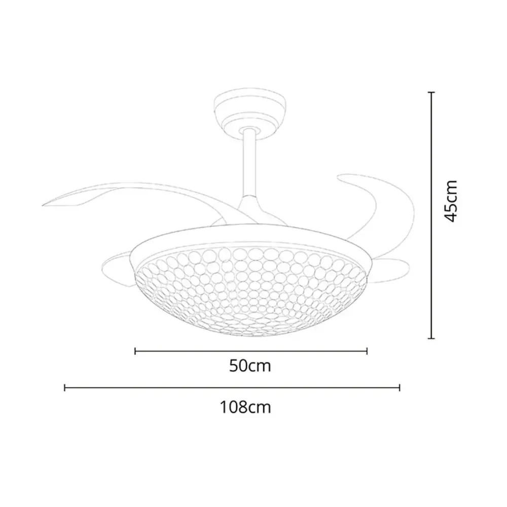 Ventilador de techo Vermont Bel Air 72W aspas retráctiles mando distancia inox Ø108 cm