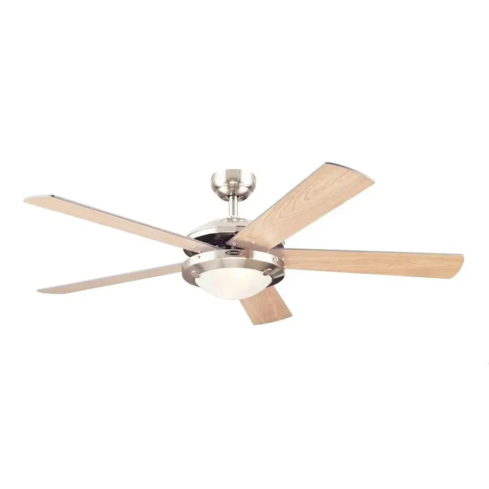 Westinghouse Ventilador de Techo de 52" con 5 Aspas de Madera Reversibles con Luz y Control Remoto, Modelo Comet 78181