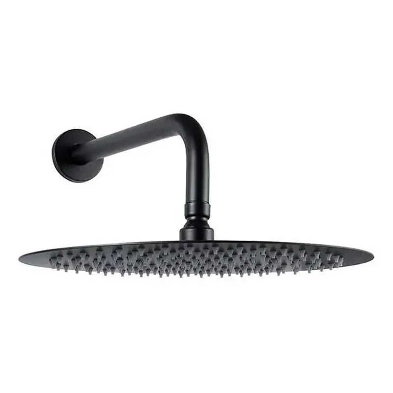 Regadera Ducha Redonda Negro Mate 6puLG (15cm) + Tubo