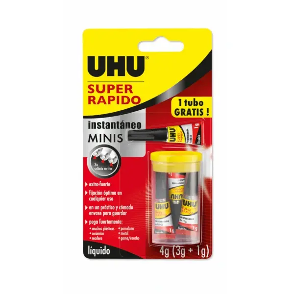 Adhesivo super rápido uhu líquido mini 3 x 1 g