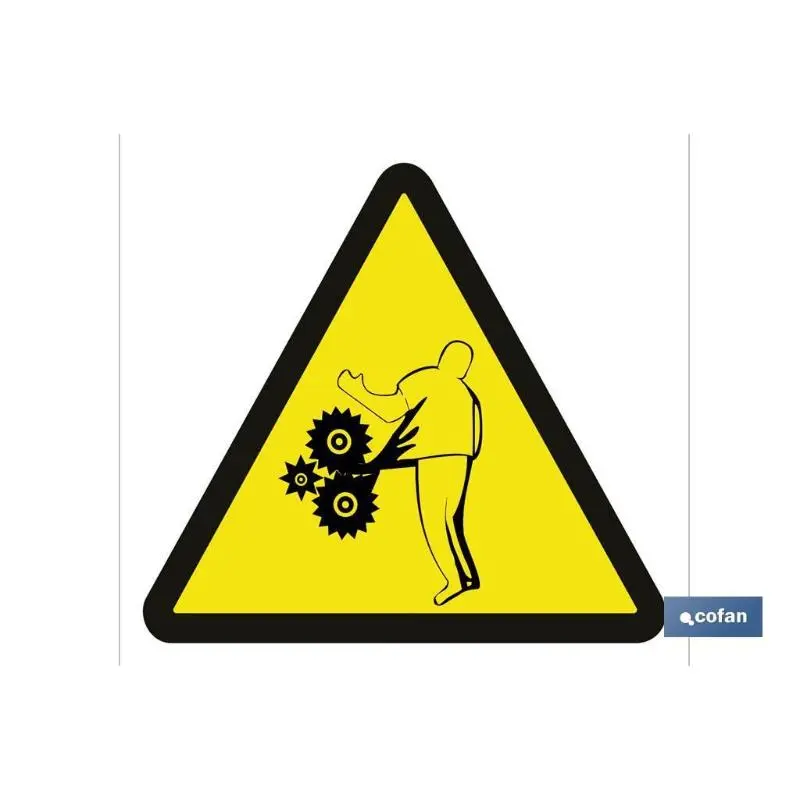 Señal adhesiva 105x105mm. Peligro atrapamientos para Juntas de Baño