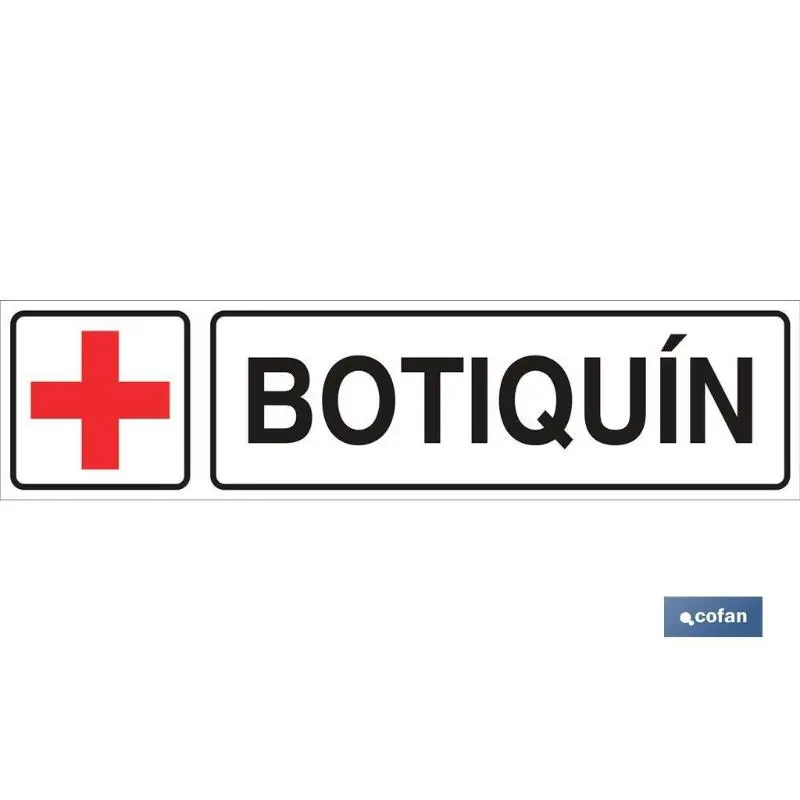 Señal glasspack adhesiva 175x45mm. Señal botiquín pictograma