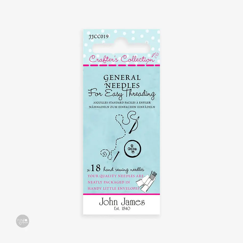 Agujas Generales con Enhebrado Cómodo - John James JJCC019: Ahorra Tiempo y Frustración en el Enhebrado