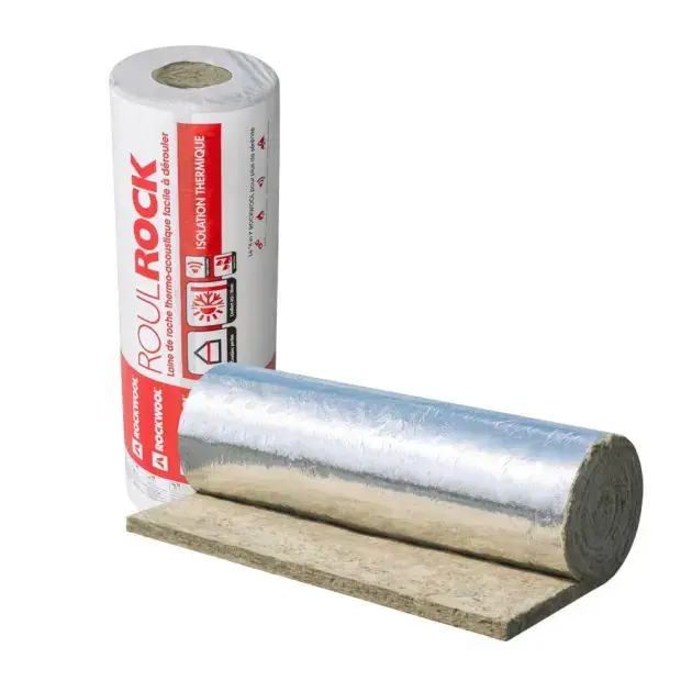 Rollo de lana de roca con aluminio 600 x 120 x 8 cm - 21 kg