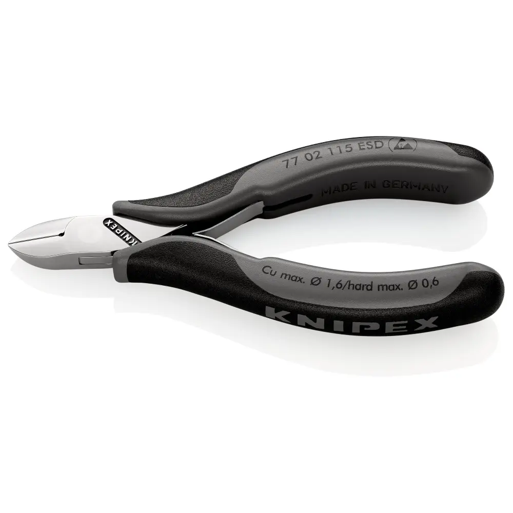Premium Industrial Alicate de corte diagonal para electrónica 115 mm con mangos bicomponentes.