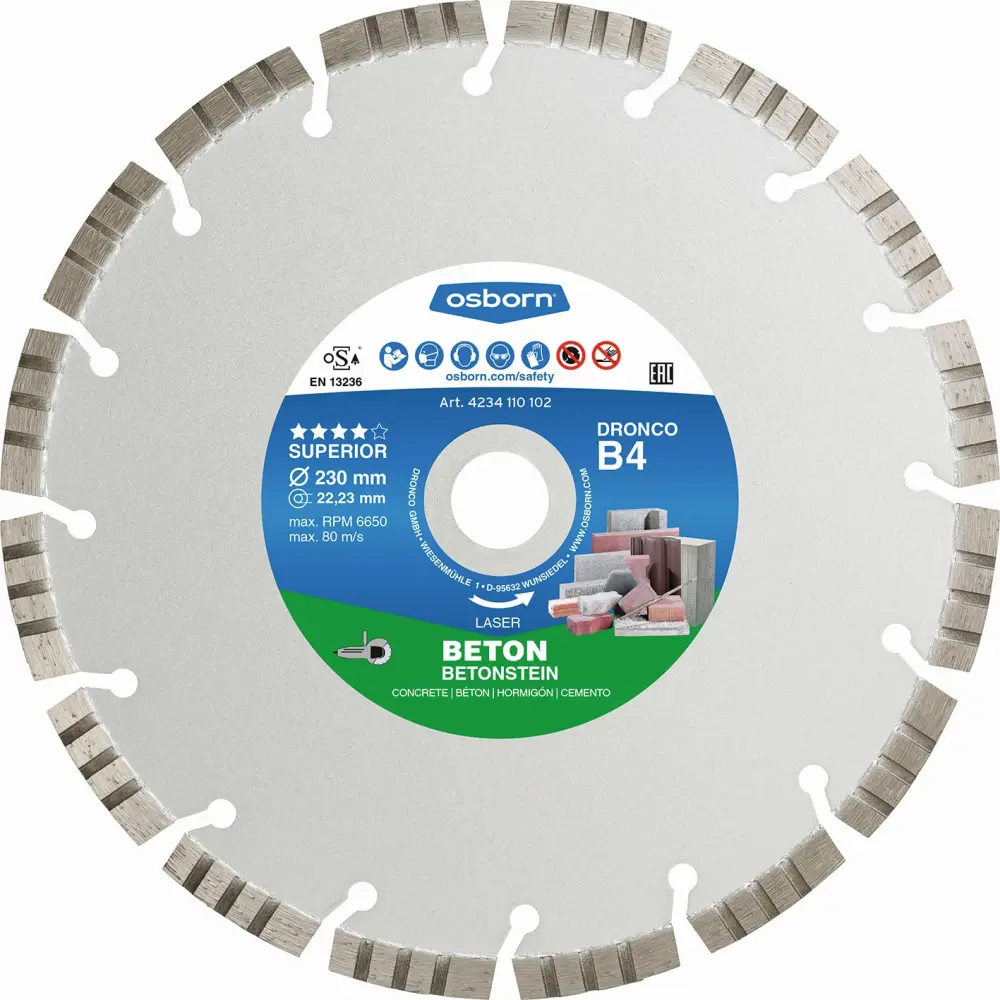 Dronco-b4-115-disco de diamante excepcional b4 hormigón (antes lt56) ø 115