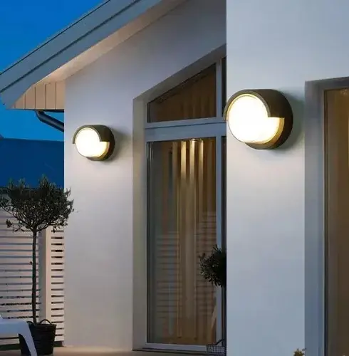 APLIQUE DE MURO Y TECHO EXTERIOR REDONDO LUZ LED CALIDO con Dimmable Integrado