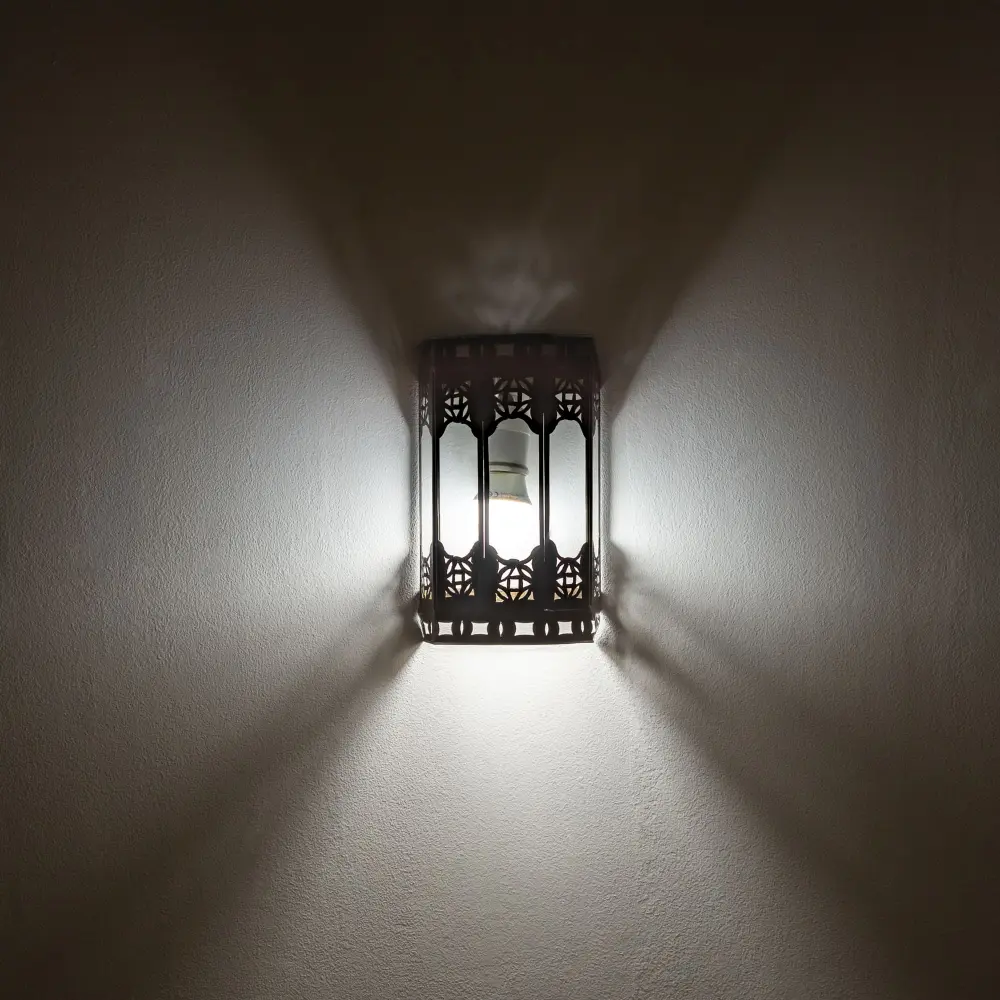 Aplique árabe de cristal transparente y forja 22cm : Modelo Empotrable