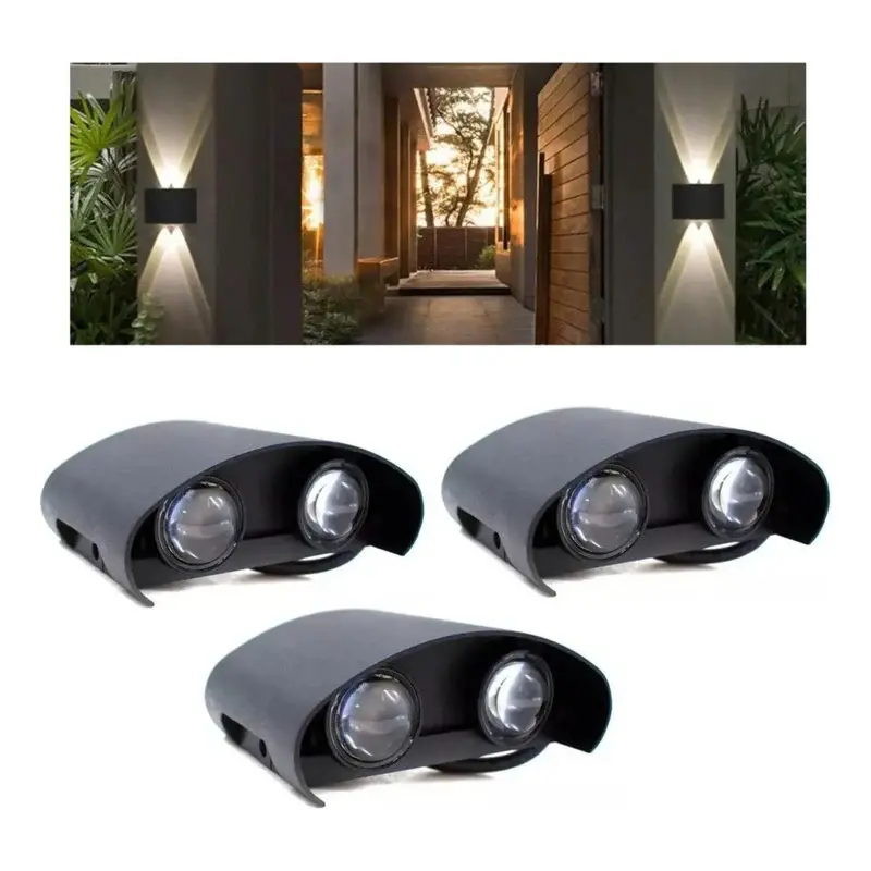 LED de Alta Eficiencia Set X3 Aplique Pared Bidireccional Lampara Exterior 2 Luces