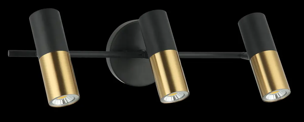 Lámpara de Cocina Luminaria de pared Grigo negro y oro tres luces 3000k Tecnohome