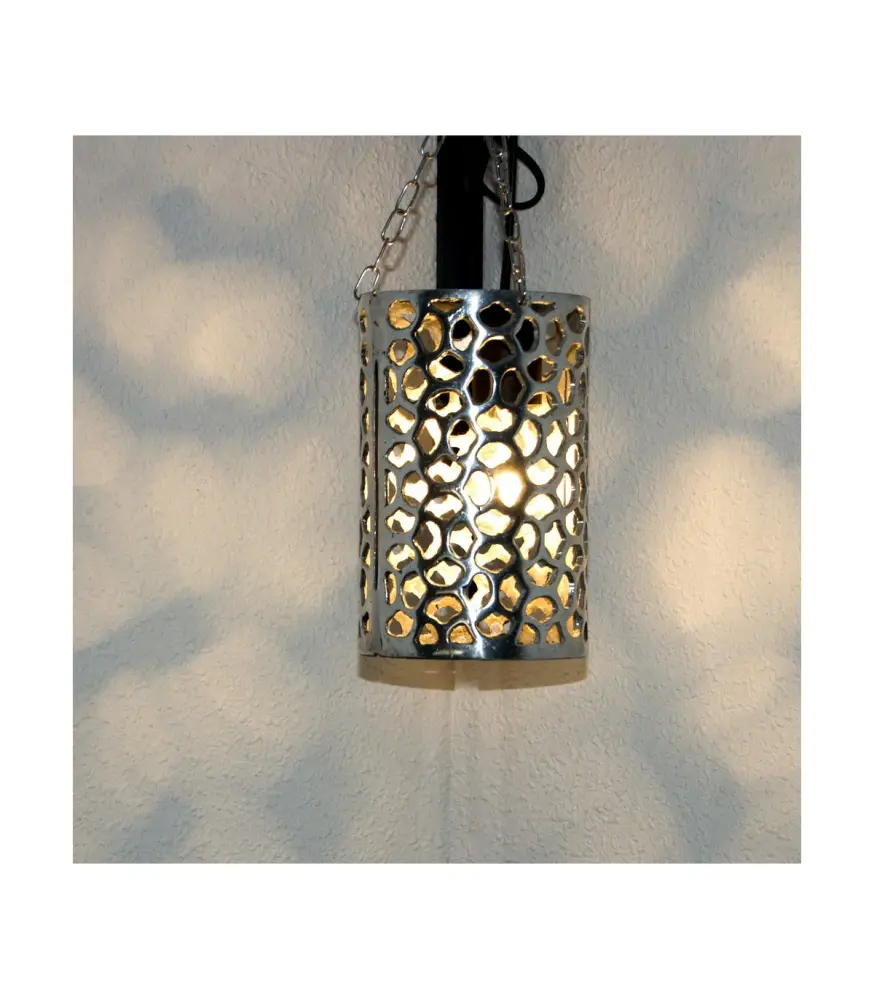 Lámpara Techo Aluminio Cilindro Estilo Andalusí - Artesania Marroqui - Modelo Bahar para Baño