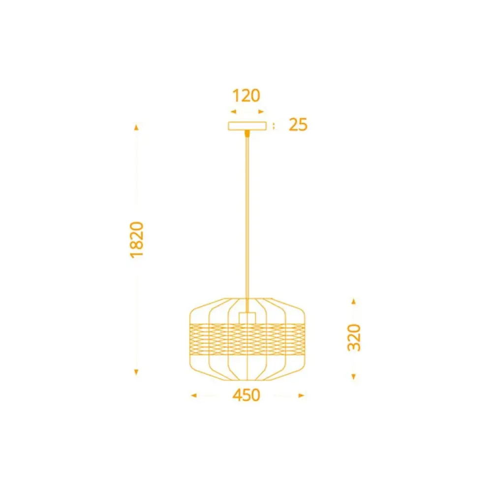 Lámpara de techo Solange Lumit 60W mimbre natural/marrón Ø45x182 cm