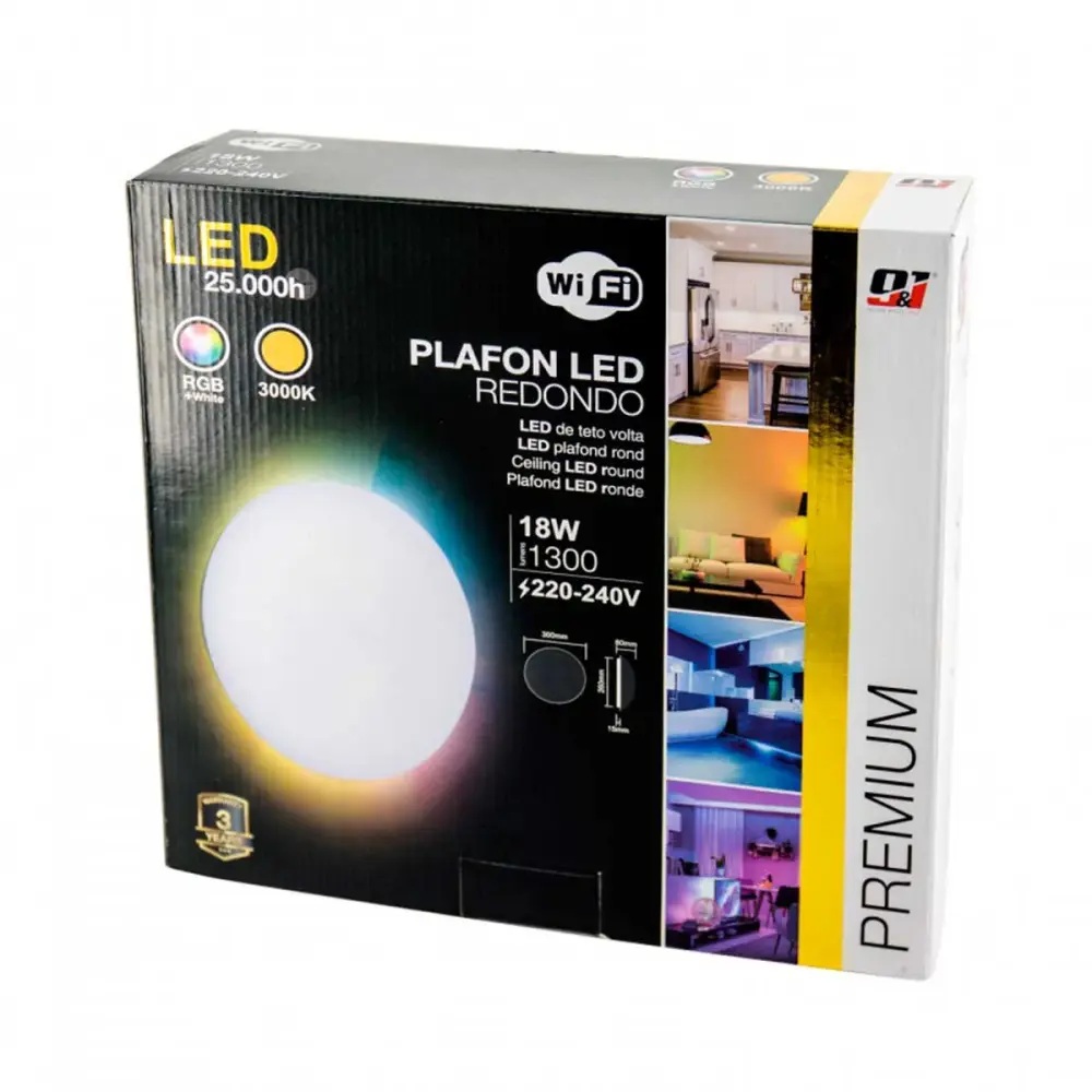 Lámpara Colgante de Diseño Plafón LED de superficie 7hSevenOn con Wifi redondo 18W RGB blanco Ø30 cm