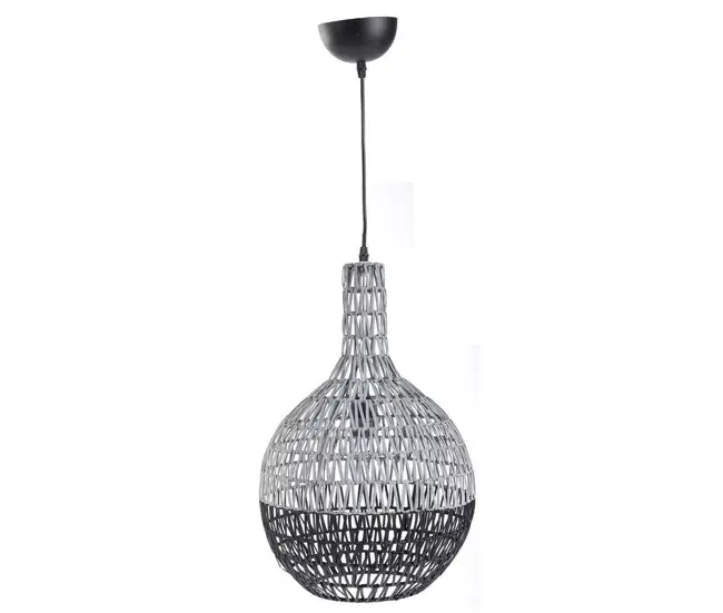 Lámpara de techo de metálico y rattan 33x33x53.5/120