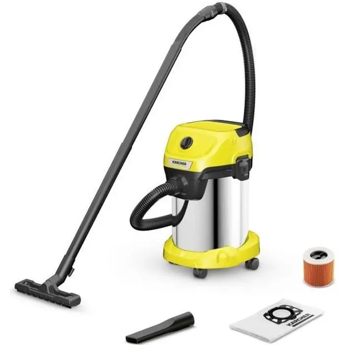 Taladro Percutor Aspirador en seco y húmedo karcher wd 3 s v-19/4/20 - depósito acero inoxid