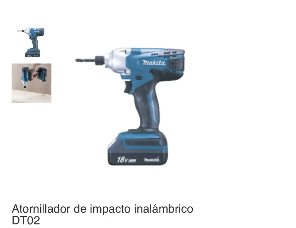 Atornillador De Impacto 0-3,000 IPM, LI-ION 2 Baterias 1.1A.h y Carga 18V, Makita DT02 | Potente |