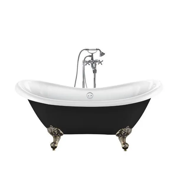 Bañera con patas darlington negra 175 cm patas águila bronce envejecido