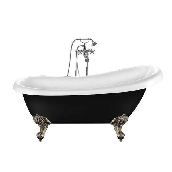 Bañera con patas richmond negra 171 cm patas águila bronce envejecido