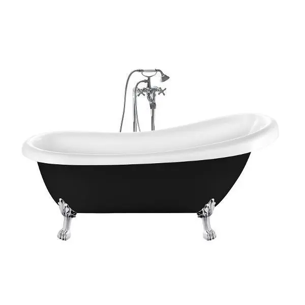 Bañera con patas richmond negra 171 cm patas león cromadas