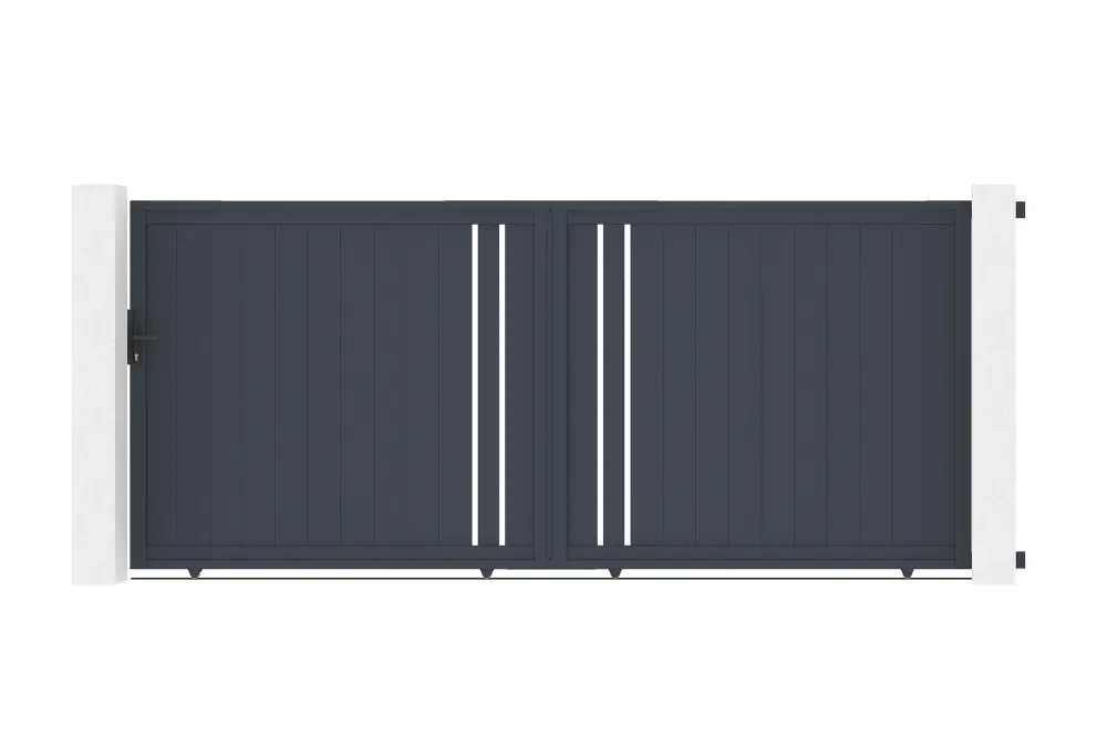 Puerta corredera 4m giona al.180cm aluminio + cancela 1m al.180cm