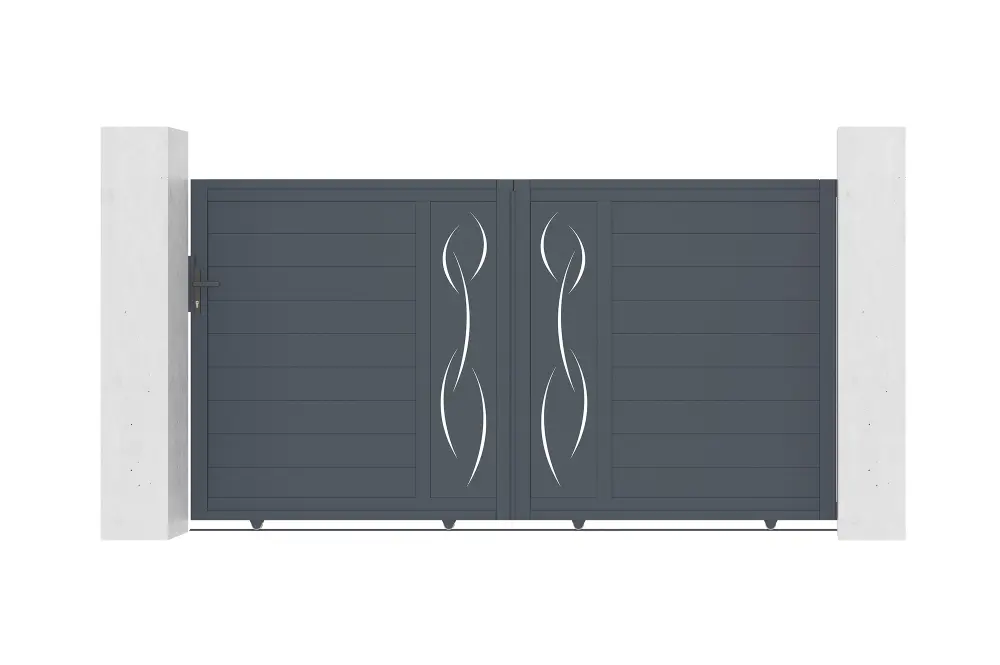 Puerta corredera 3m life al.160cm aluminio gris + 2 postes 20x20cm al.190cm