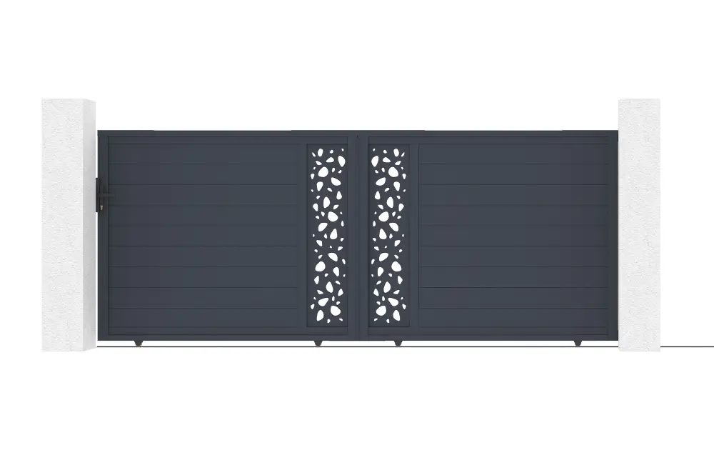 Puerta corredera 4m sunny al.160cm alu gris + 2 postes 20x20cm al.190cm