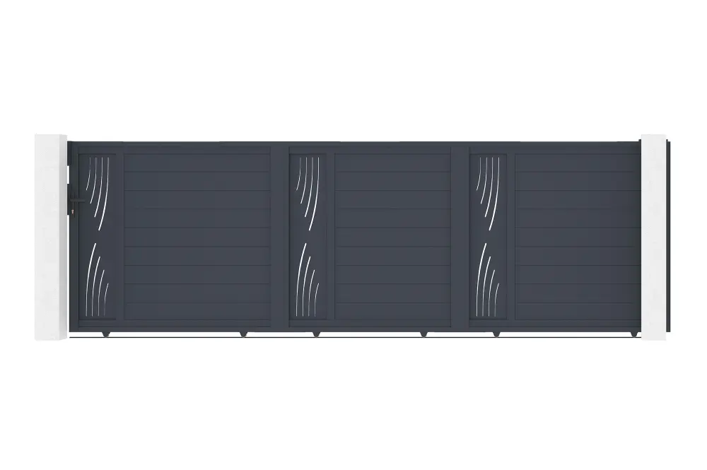 Puerta corredera 5m veleta al.160cm aluminio + motorización tanker c600