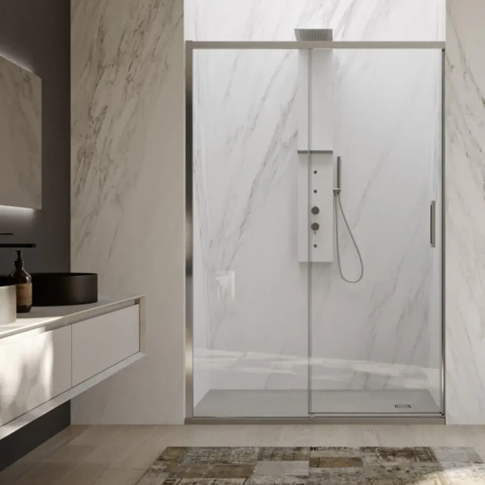 Puerta de ducha corredera izquierda cm 160 modelo Lauren en cristal templado mm 8