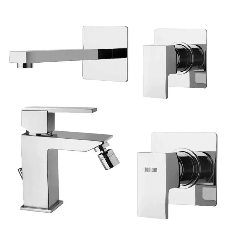 Set de mezcladores Lavabo Empotrado, Bidé y Ducha empotrada en latón Cromo colección Feel de Mamoli Rubinetterie