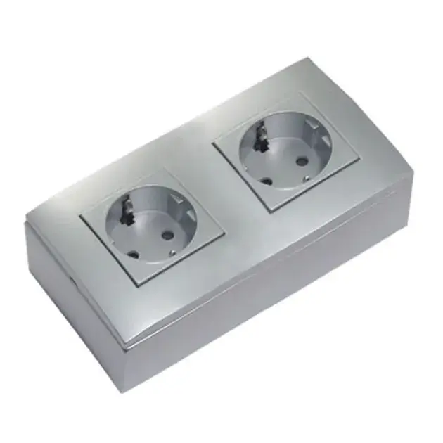 Base de enchufe doble de superficie kalia gris