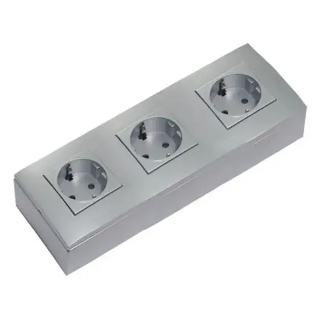 Base de enchufe triple de superficie kalia gris