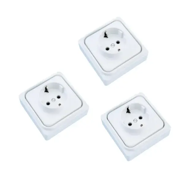Pack 3 bases de enchufe de superficie blanco
