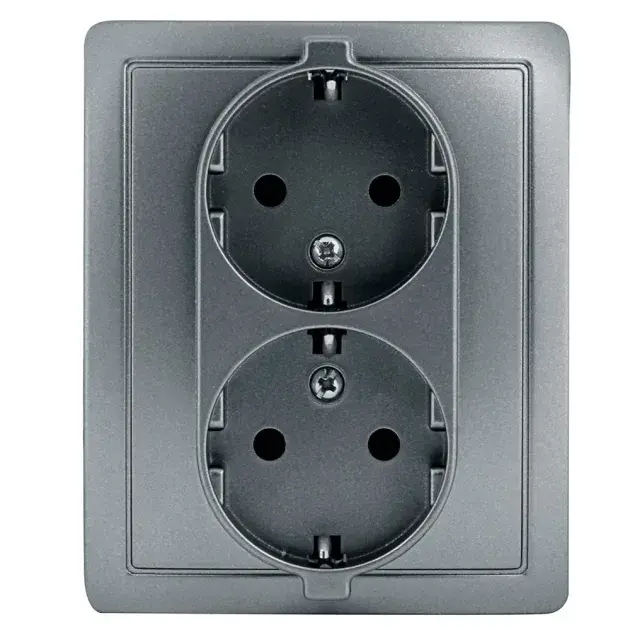 Base de enchufe doble 2p + tt simon basic gris