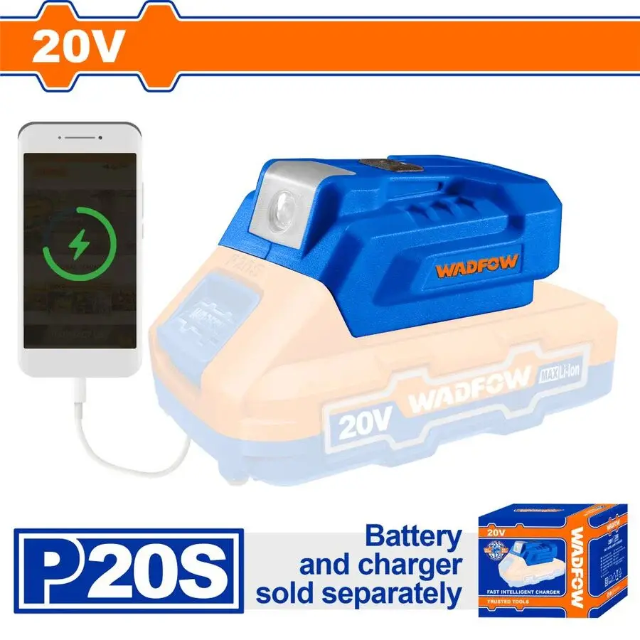 CARGADOR INALAMBRICO USB DE BATERIAS 20V Paquete de 10