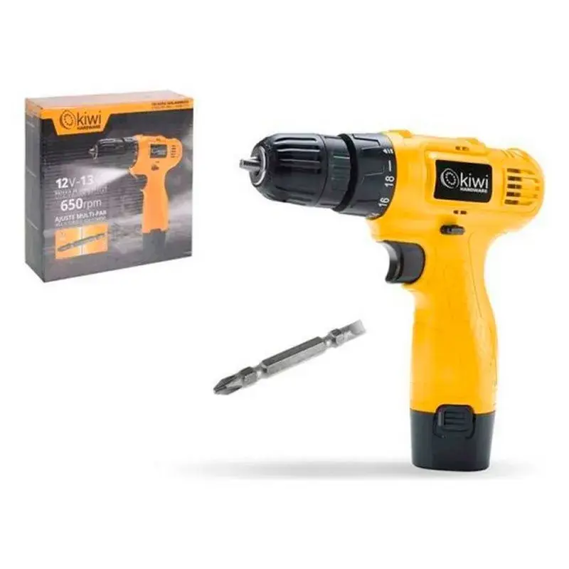 Taladro inalámbrico Kiwi 12V 650 rpm 1.3mAh amarillo
