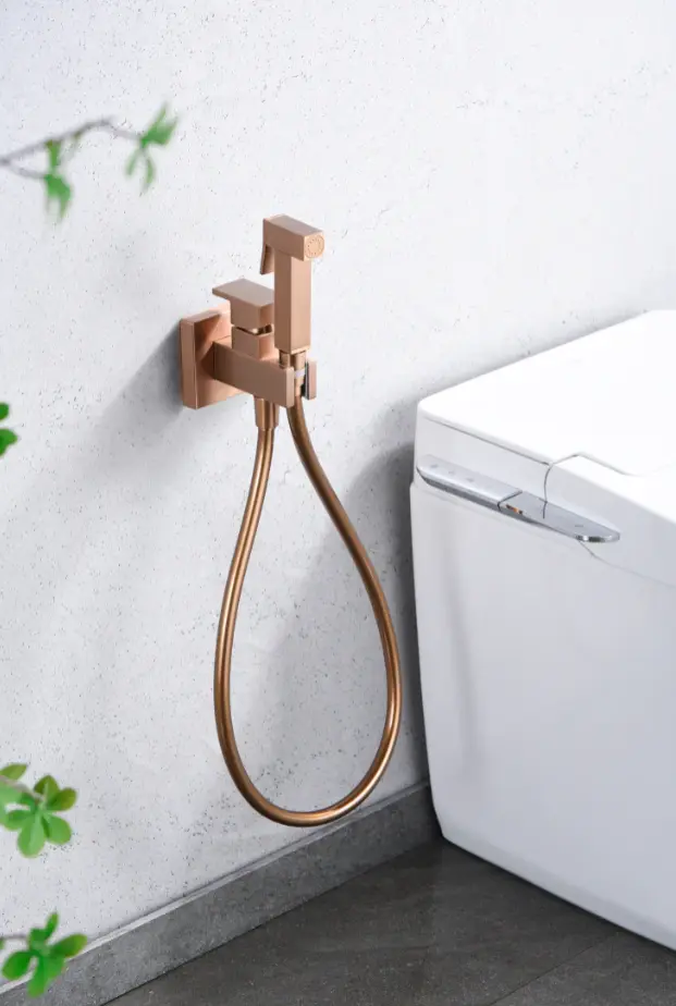 Mice - ducha higiénica empotrada - grifo bidet empotrado oro rosa cepillado