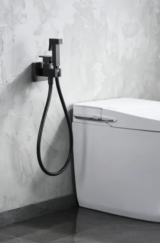 Mice - ducha higiénica empotrada - grifo bidet empotrado - black gun acero