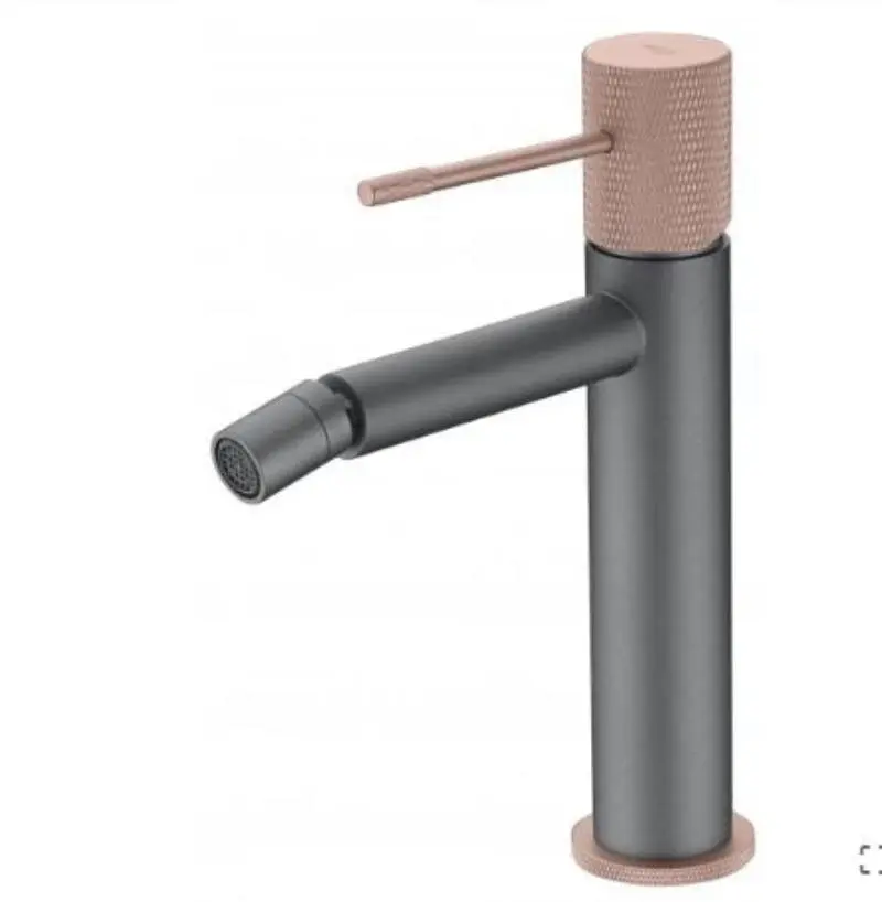 Monomando de bidé gris mate y champagne serie line